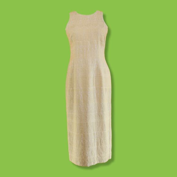 Vintage NWT JBS Ltd Petite Pastel Yellow Embroidered Sleeveless Midi Dress, 4P - Picture 1 of 7